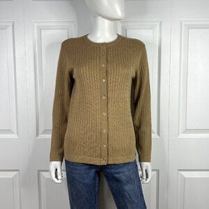 AMBRA women's wool tan cardigan medium